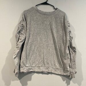 Gray Massini Crew Neck Sweatshirt - Gathered Sleeve - Size Large